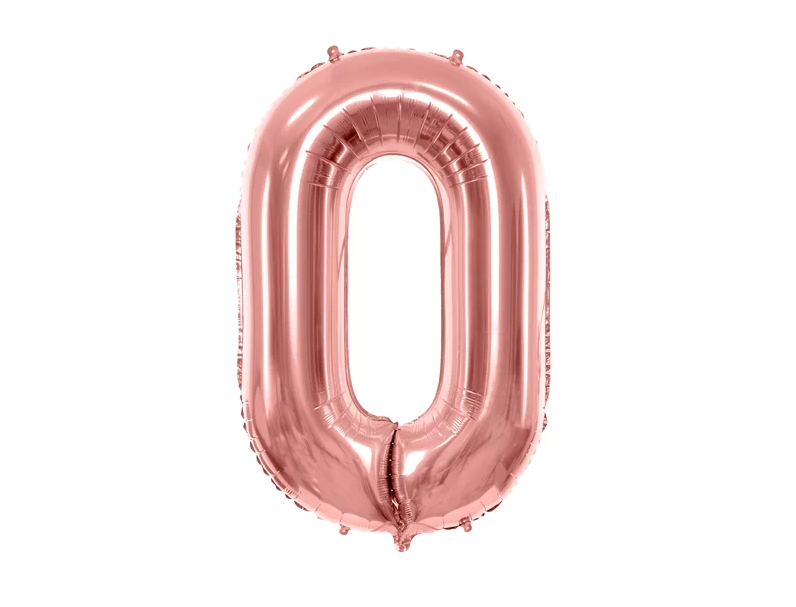 Фольгована кулька цифра "0" рожеве золото Party Deco (100см) 1шт.