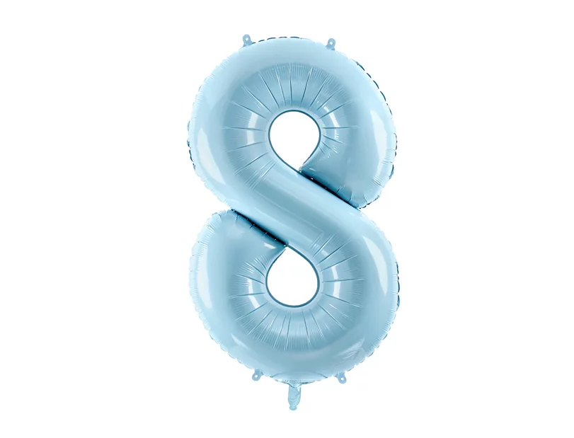 Фольгована кулька цифра "8" блакитна Party Deco (100см) 1шт.