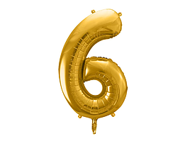 Фольгована кулька цифра "6" золота Party Deco (100см) 1шт.