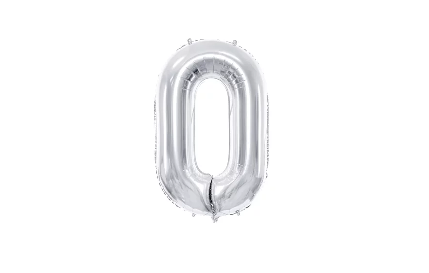 Фольгована кулька цифра "0" срібна Party Deco (100см) 1шт.