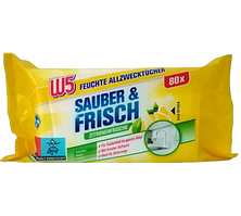 Універсальні вологі серветки для прибирання W5 Zitronenfrische 80 шт -