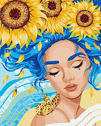 Картина за номерами Ідейка Дівчина з соняшниками ©pollypop92 (KH8308) 40 х 50 см