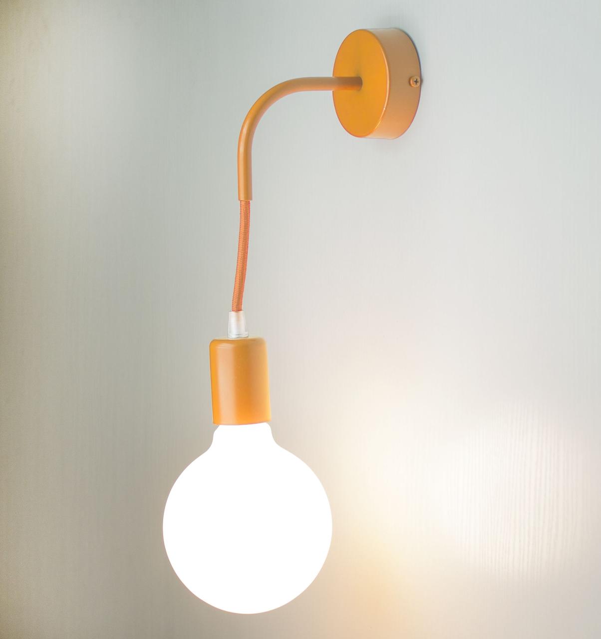 Бра металеве помаранчевий колір скло біле Е27 30х14 см