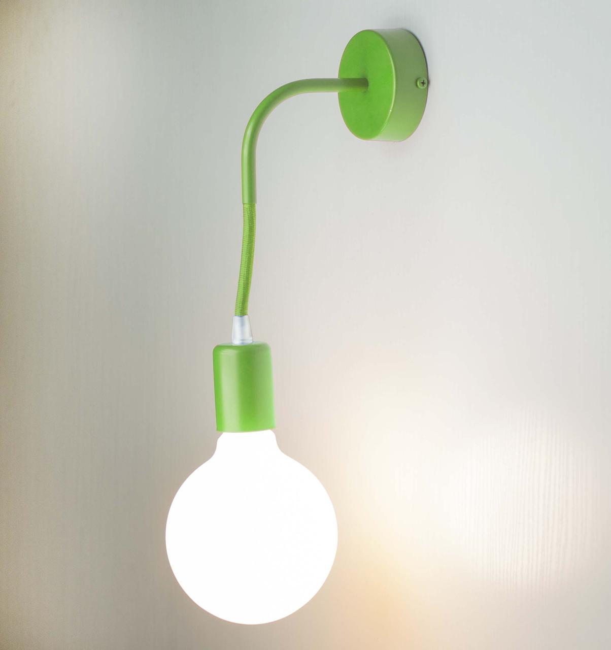 Бра металеве салатовий колір скло біле Е27 30х14 см