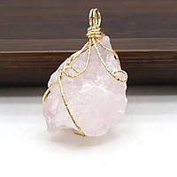 Подвеска кулон натуральный камень цитрин, аметист, розовый кварц Розовый кварц