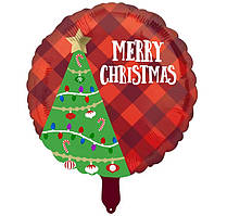 Куля фольгована кругла "Marry Christmas" ялинка