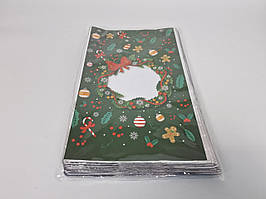 Упаковка новорічна для цукерок і подарунків (25*40) No25 Різдвяний вінок (100 шт.)