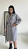 Зимове тепле двобортне жіноче утеплене пальто з італійського кашеміру сірого кольору, фото 6