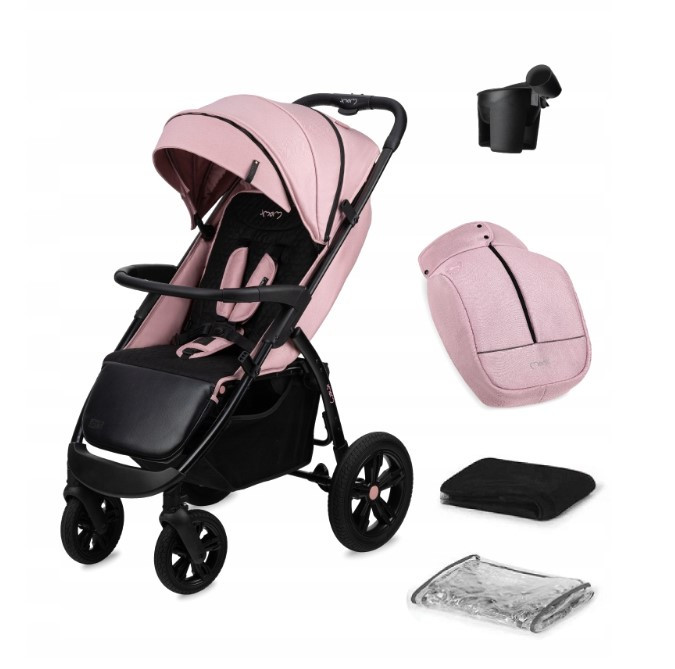Коляска дитяча складана MoMi MIYA WOSP00031 до 22 кг з аксесуарами Рожева, фото 1