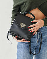 Женский городской мини рюкзак с ручкой «Chris» искусственная кожа черного цвета Welassie