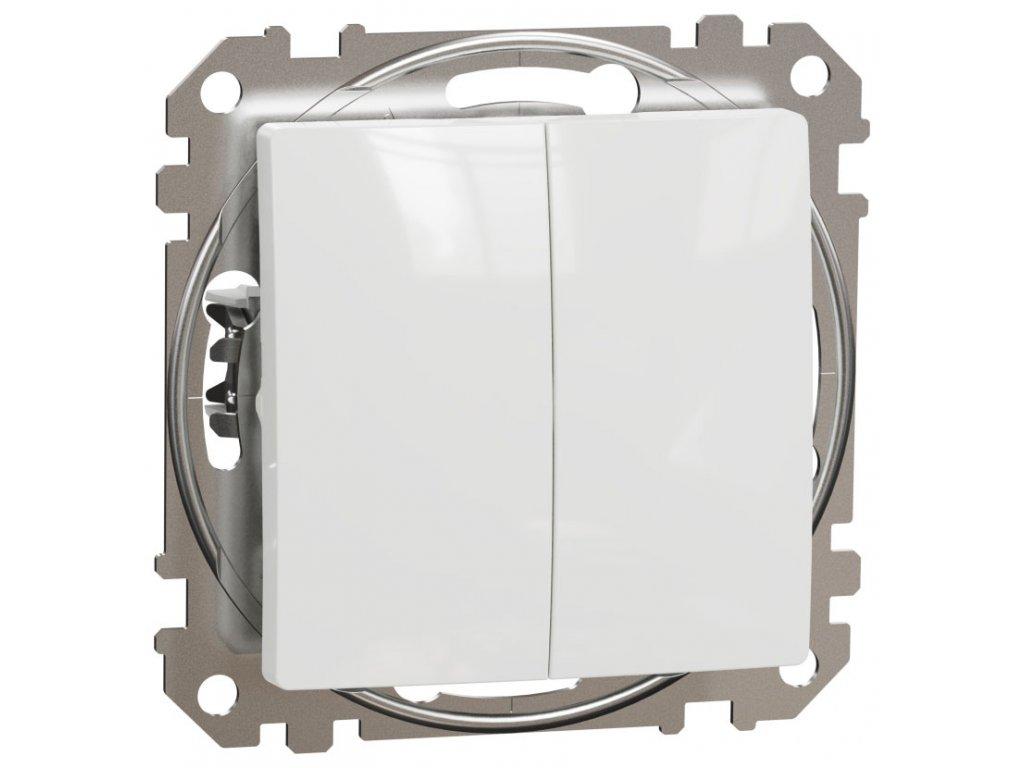 Перемикач двоклавішний білий Sedna