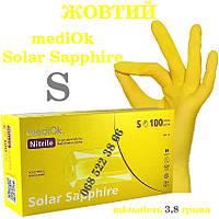 Перчатки нитриловые желтые Mediok Solar Sapphire размер S, плотность 3.8г, уп.100 шт