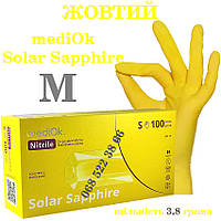 Перчатки нитриловые желтые Mediok Solar Sapphire размер M, плотность 3.8г, уп.100 шт