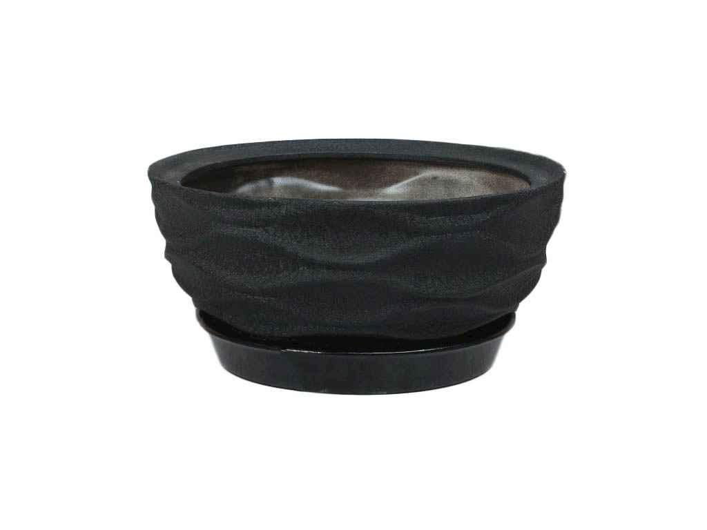 Горшок керамический для цветов Бонсай витый 4л Черный ТМ Авангард BP ...