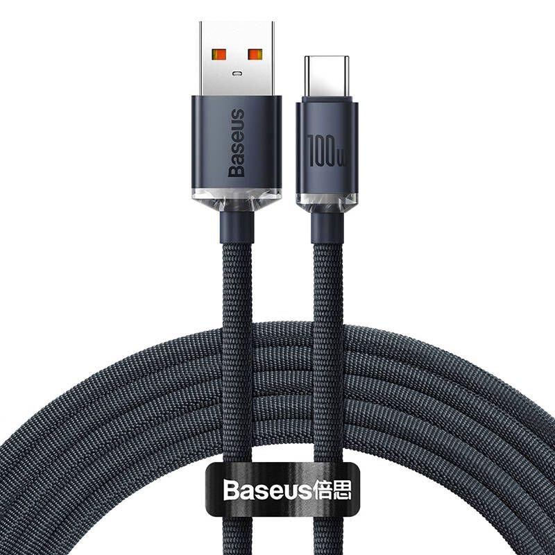 Кабель Baseus Crystal Shine Series Fast Charging Data Cable USB to Type-C 100W 1.2m, Black (CAJY000401)