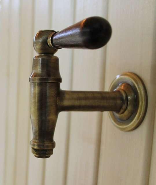 Кран для лазні, сауни Sonder 001 B-W (з дерев'яною ручкою) - бронза, фото 1