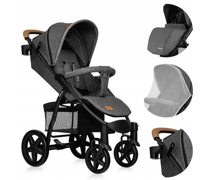 Коляска дитяча складана Lionelo Annet Plus Tour Grey Stone до 22 кг з аксесуарами Сіра, фото 1