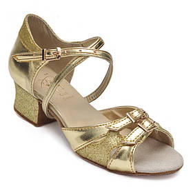 Бально-спортивне взуття для дівчаток, золото+парча