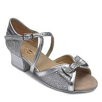 Бально-спортивная обувь для девочек, серебро+парча
