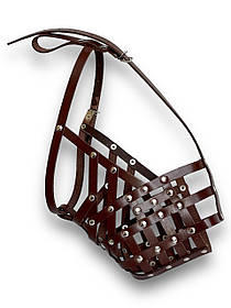 Намордник для собак Canem Кавказька вівчарка. Шкіряний намордник сітка для собак довжина 12 см, обхват 47 см, Коричневий