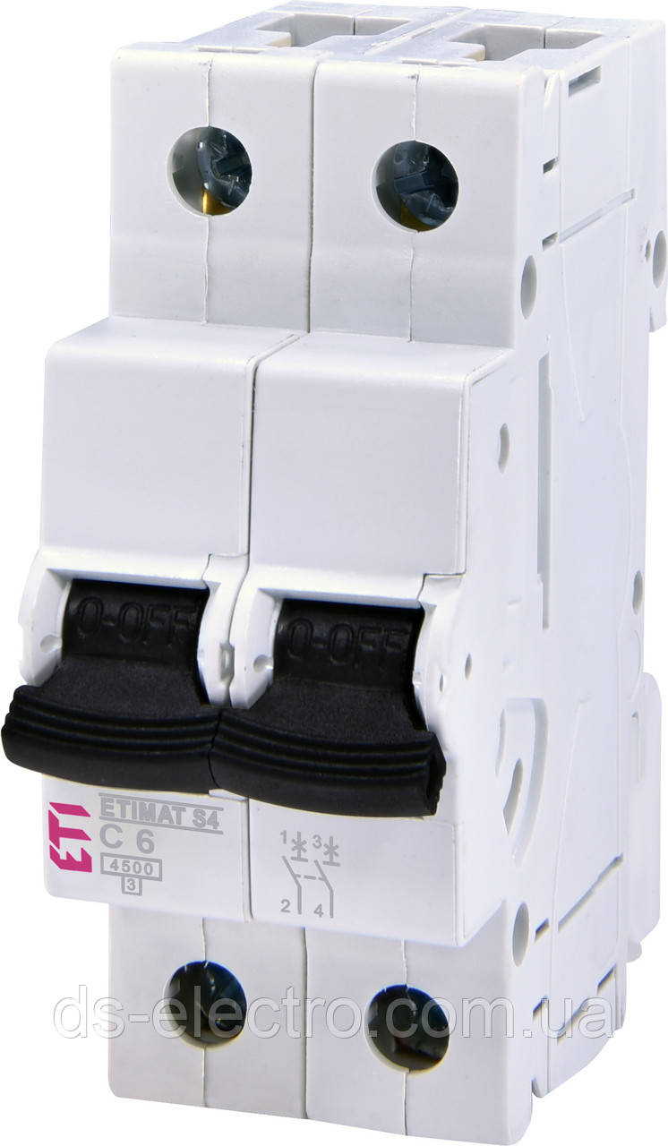 Автоматичний вимикач ETIMAT S4 2p C 6A (4,5 kA)
