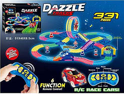 Гнучкий трек із машинкою на пульті 158, довжина 656 см, арка зі світлофором, з мертвою петлею та музикою