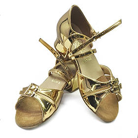 Бально-спортивне взуття для дівчаток, золото-дзеркало