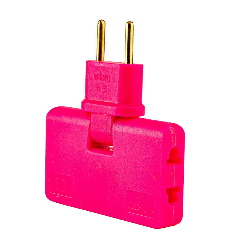 Тройник + переходник 3 in 1, UK/US-EU, 220В, 10А, поворотный 180°, Pink ...