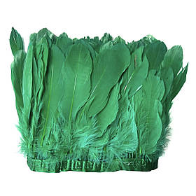 Перова тасьма з гусячого пір’я. Колір зелений. Ціна за 0,5 м
