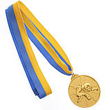 Медаль спортивна 6,5 см зі стрічкою Боротьба C-4852 Золото, фото 3