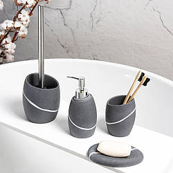 Набір аксесуарів для ванної кімнати No14 CRIMEA: йоржик, мильниця, диспенсер для мила й органайзер для щіток MVM