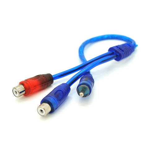 Кабель RCA (папа) => 2хRCA (мама), CU, круглый, Blue, 0,2м, (Пакет ...