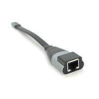 Конвертер Type-C (папа)/RJ-45(мама), 18cm, плоский, chip:RTL8153, 1000Mbps, Black