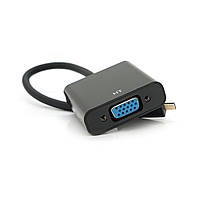 Конвертер micro HDMI (папа) на VGA(мама) 30cm, Black, 4K/2K, Пакет