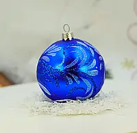 Елочный шар стеклянный в 7-и цветах. Синий