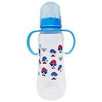 Бутылочка пластиковая с ручками, 250 мл синяя, в пакете 25*8см, MEGAZayka, 0207 синий