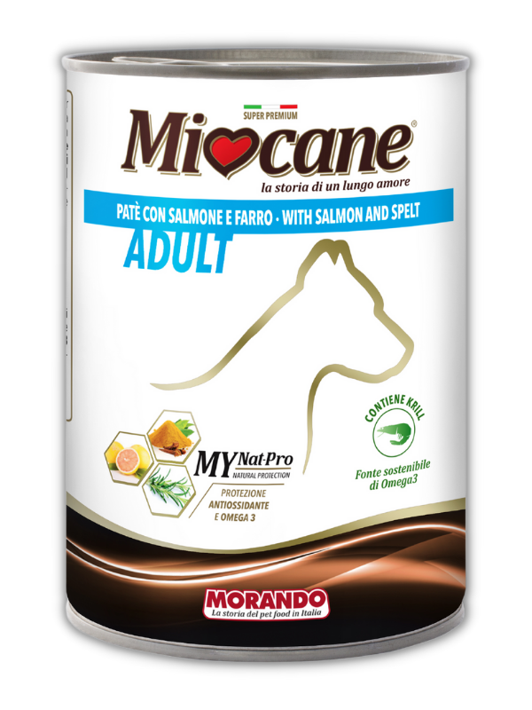 Консервований корм для дорослих собак усіх порід Morando (Морандо) Miocane Adult паштет з лососем та полбою 400 г