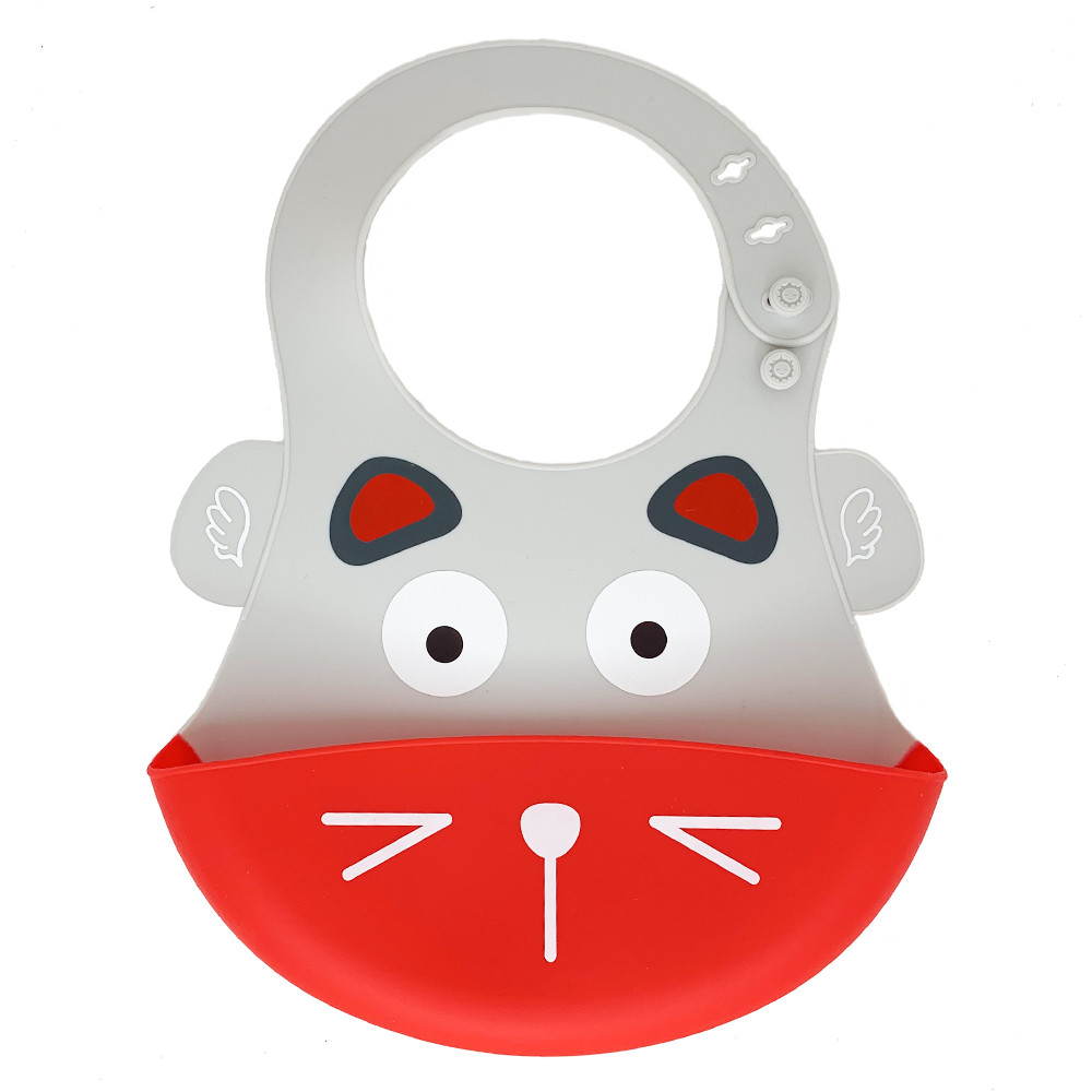 Слюнявчик силіконовий "Тварини" сірий, у пакеті 32*25см, MEGAZayka, 0603сірий