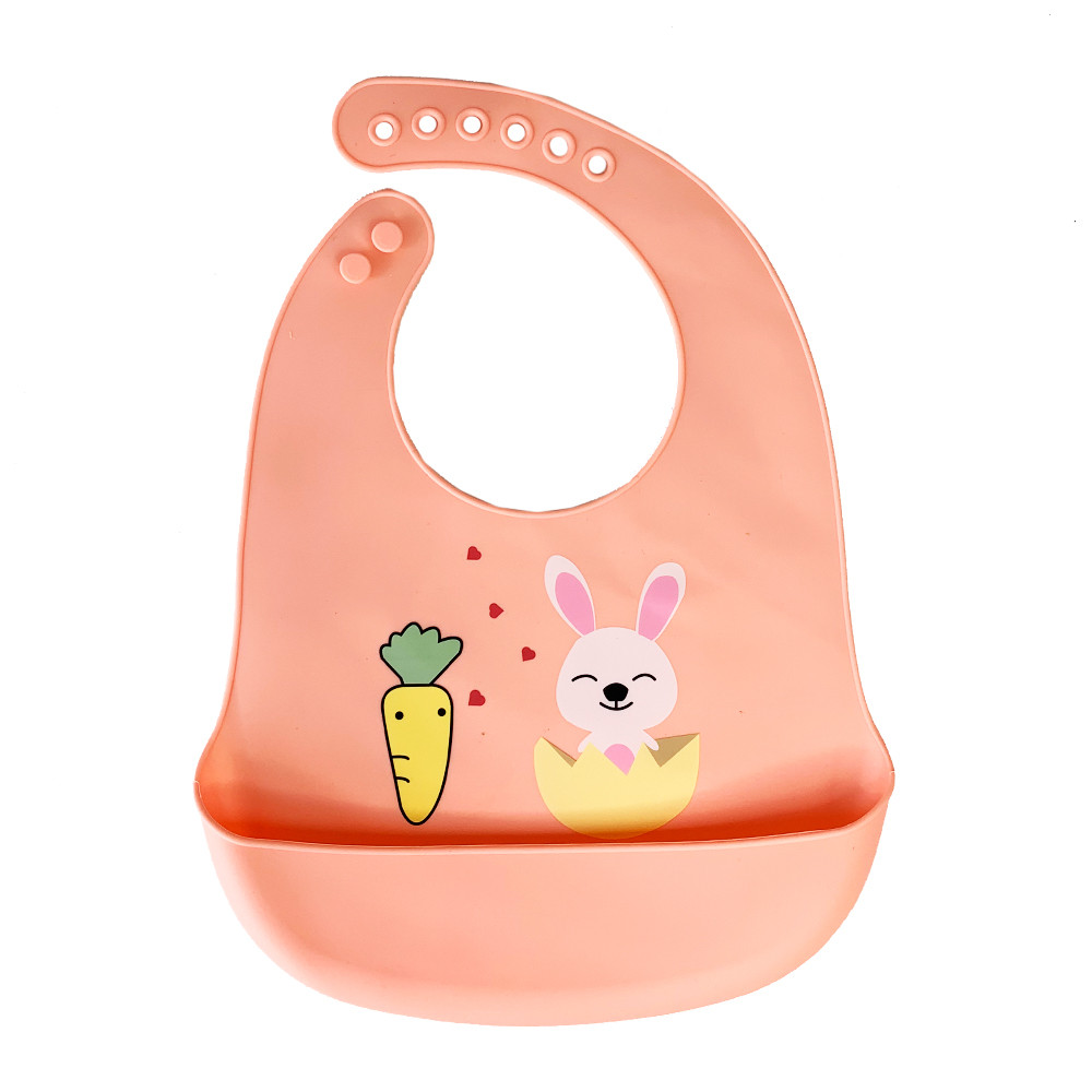 Слинявчик силіконовий "Зайчик" кораловий, в пакеті 32*24см, MEGAZayka, 0611корал