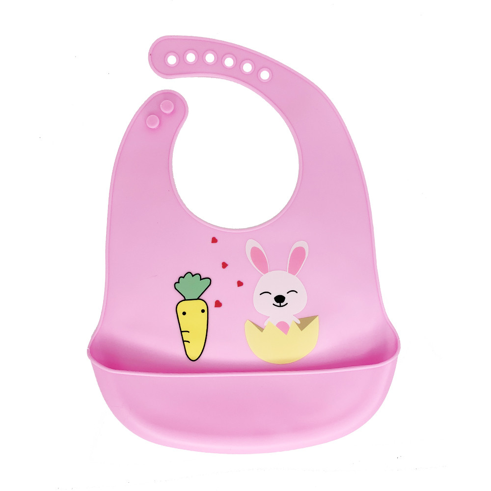 Слинявчик силіконовий "Зайчик" рожевий, в пакеті 32*24см, MEGAZayka, 0611 рожевий