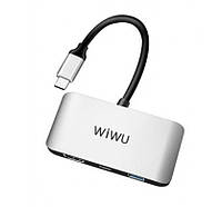 Адаптер WIWU Alpha 3 in 1 USB-C Hub C2H to 1xHDMI 1xType-C 1xUSB3.O, В наявності, новий, WiWu