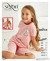 Детская пижама из хлопка цвет красный Seyko 88073 К 12-13