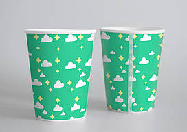 Паперові стаканчики Твоя Забава "Хмаринка" бірюзові 10шт/уп. (250мл.)