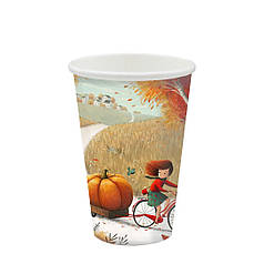 Стакан паперовий 340 мл 1 пак-50 шт (50 уп) Осінній Ø80мм