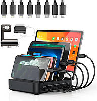 Универсальная зарядная станция Vogek, на 5 USB портов, 8 кабелей в комплекте, с перемычками, 50W, ICH-50