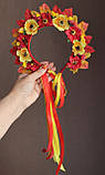 Осінній обруч Осінній обідок з листям і стрічками Осінній ободок свято осені Обруч осінь костюм осені Вінок, фото 2
