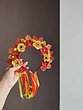 Осінній обруч Осінній обідок з листям і стрічками Осінній ободок свято осені Обруч осінь костюм осені Вінок, фото 7
