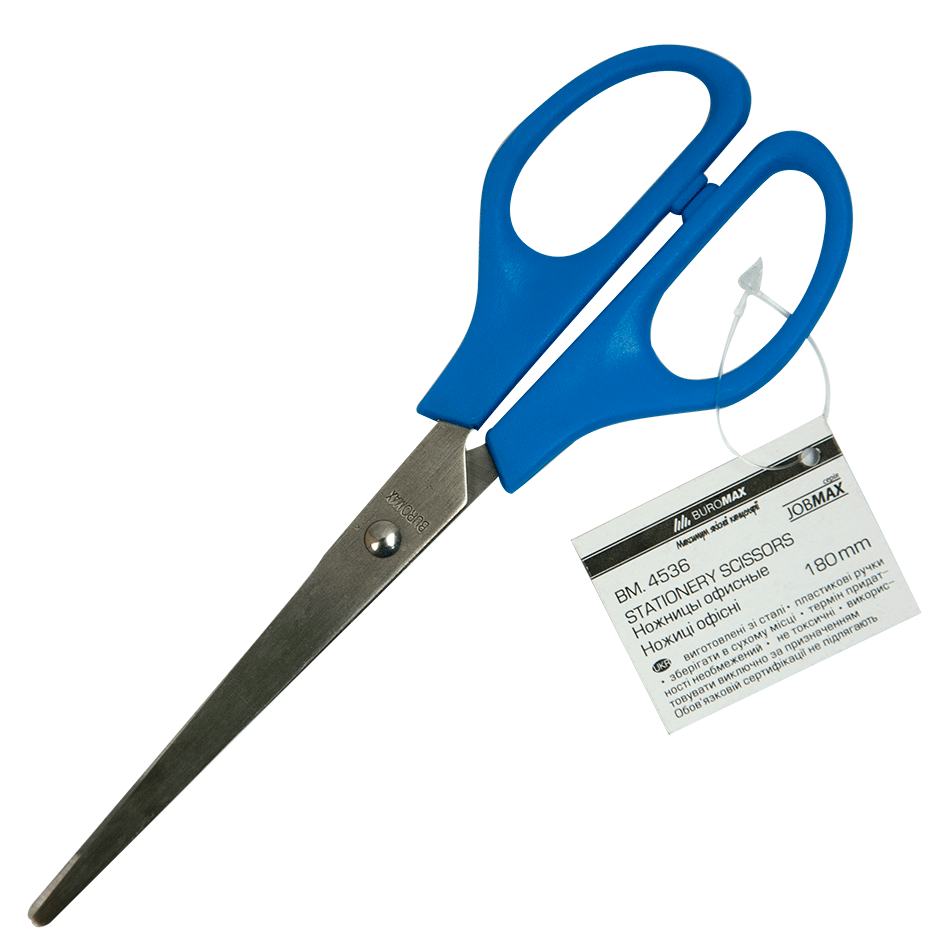 Ножицi офiснi, JOBMAX, 180 мм, блакитні BM.4536
