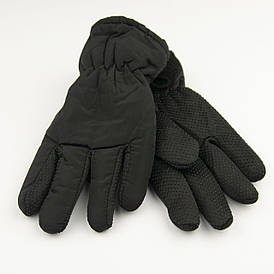 Оптом підліткові болоньєві рукавички на гумці з хутряною підкладкою (арт. 23-16-2) чорний
