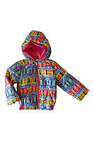 Куртка детская демисезонная на девочку с капюшоном синтепон, разноцветная Одягайко 92 размер СМ-1